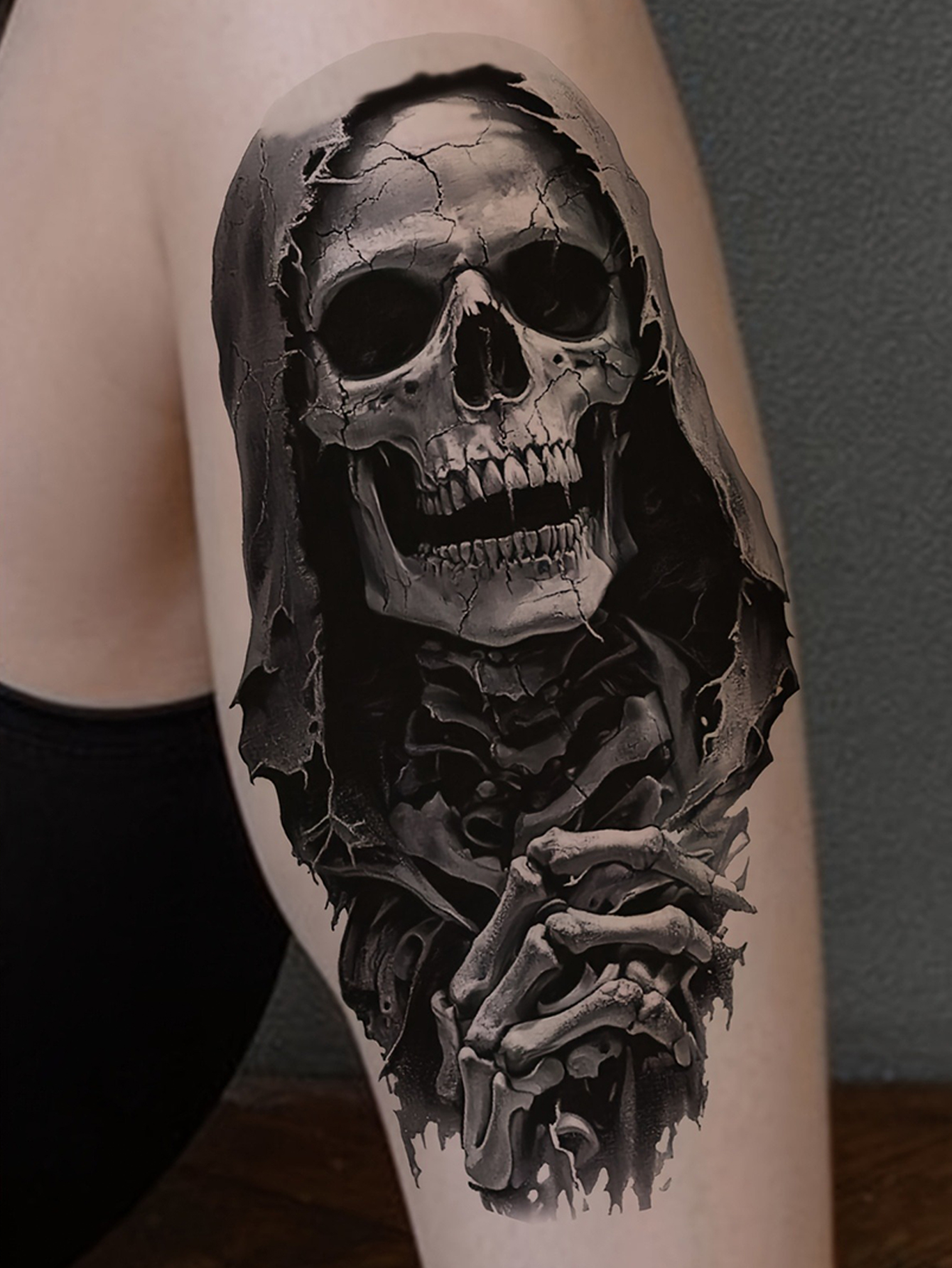 3D Horror Skull Temporary Tattoo